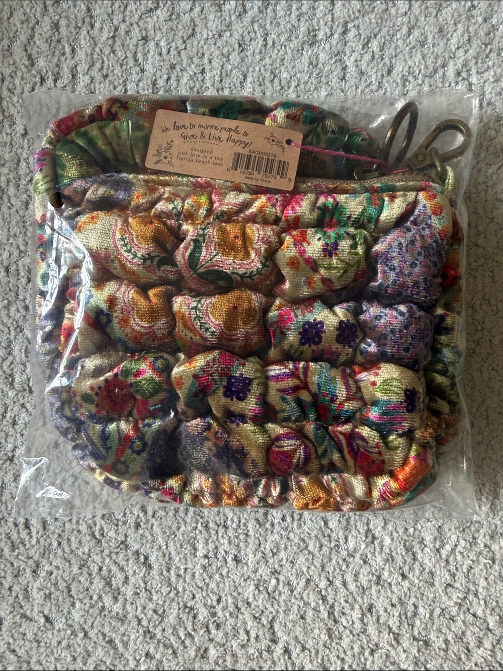 NATURAL LIFE Velvet Quilted Mini Clip On Pouch
